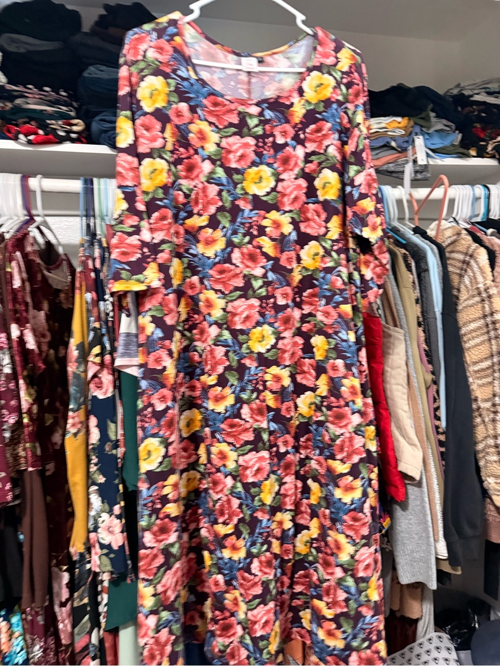 Floral Scoop Neck Midi Dress - Multicolor